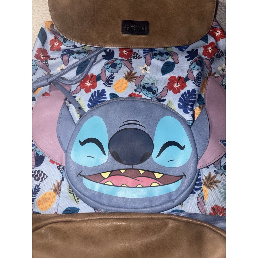 Disney Lilo And Stitch Tropical Slouch Backpack 3D Ears Drawstring Closure 19” - Picture 5 of 12